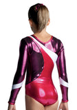 Ervy Alina Long Sleeved Leotard (Pomegranate, Black Cherry, White and Black) 