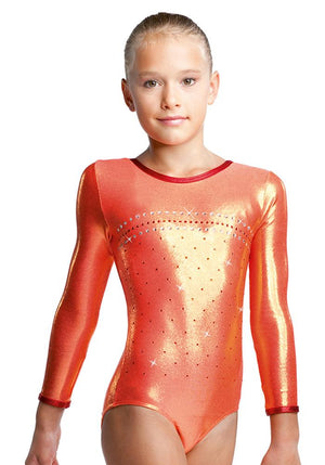 Ervy Edita Long Sleeved Leotard (Orange and Red)