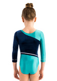 Ervy Diamond 3/4 Sleeved Leotard (Pale Turquoise, Ink and White)