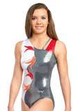 Ervy Adele Leotard (Graphite, Red, Orange and White)