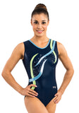 Ervy Flame Leotard (Ink, Light Blue, Kiwi and Silver)