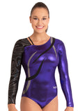 Ervy Flame Long Sleeved Leotard (Violet, Black and Silver)