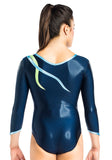 Ervy Flame Long Sleeved Leotard (Ink Blue, Light Blue and Lime Green) 