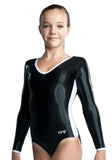 Ervy Retro Style Long Sleeved Leotard (Black and White) 