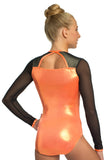 Ervy Ginger Long Sleeved Leotard (Orange and Black) 