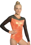 Ervy Ginger Long Sleeved Leotard (Orange and Black)