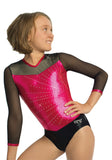 Ervy Ginger Long Sleeved Leotard (Pink and Black) 