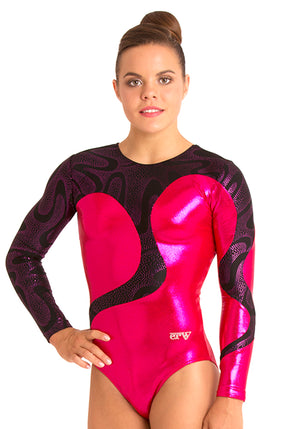 Ervy Serpens Long Sleeved Leotard (Pomegranate and Black)