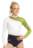 Ervy Atria Long Sleeved Leotard (Black, Kiwi and White)