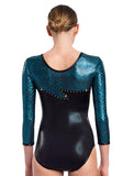 Ervy Mira 3/4 Sleeved Leotard (Aqua and Black)