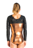 Ervy Sherata Long Sleeved Leotard (Copper, Gold and Black)