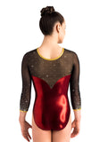 Ervy Talitha Leotard (Bordeaux, Black and Gold)