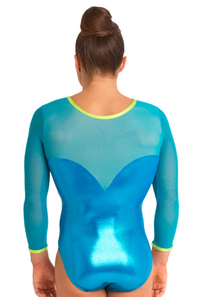 Ervy Talitha 3/4 Sleeved Leotard (Caribbean Blue, Kiwi and Emerald)