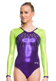 Ervy Milana Long Sleeved Leotard (Violet and Kiwi)