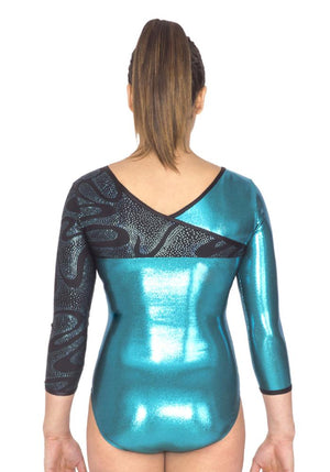 Ervy Palmira 3/4 Sleeved Leotard (Petrol and Black)