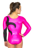 Ervy Harmony Long Sleeved Leotard (Fuchsia and Black)