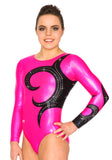 Ervy Harmony Long Sleeved Leotard (Fuchsia and Black)