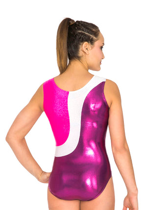 Ervy Bella Leotard (Aubergine, White, Silver and Fuchsia)