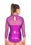 Ervy Dione 3/4 Sleeved Leotard (Plum, Silver and Violet)