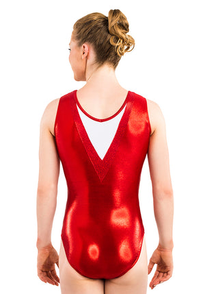 Ervy Naliah Leotard (Light Red and White)
