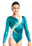 Ervy Danea Long Sleeved Leotard (Petrol, Kiwi and White)