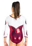 Ervy Maelle 3/4 Sleeved Leotard (Bordeaux and White)