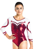 Ervy Maelle 3/4 Sleeved Leotard (Bordeaux and White)