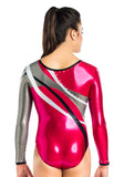 Ervy Cora Long Sleeved Leotard (Pomegranate, Graphite and Silver)