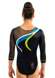 Ervy Hekla 3/4 Sleeved Leotard (Black, Caribbean Blue, Kiwi and White)