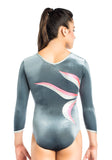 Ervy Camille 3/4 Sleeved Leotard (Silver and Coral)