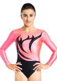 Ervy Thora Long Sleeved Leotard (Black and Coral)