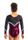 Ervy Sakura Long Sleeved Leotard (Dark Amethyst, Black, Silver and White)