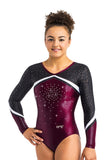 Ervy Sakura Long Sleeved Leotard (Dark Amethyst, Black, Silver and White)