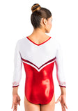 Ervy Sakura 3/4 Sleeved Leotard (Light Red, White and Bordeaux)