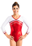 Ervy Sakura 3/4 Sleeved Leotard (Light Red, White and Bordeaux)