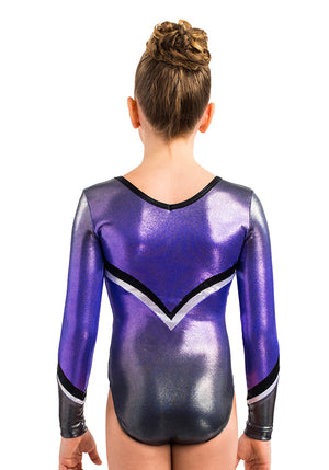 Ervy Ayanna Long Sleeved Leotard (Lilac, Graphite, Black and Silver)