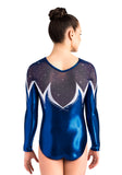 Ervy Lumira Long Sleeved Leotard (Marine Blue, Silver and Ink)