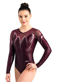 Ervy Lumira Long Sleeved Leotard (Dark Amethyst and Old Pink)