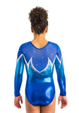 Ervy Lumira Long Sleeved Leotard (Caribbean Blue, Marine Blue, Royal Blue and Silver)