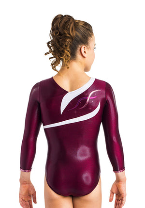Ervy Eloisa 3/4 Sleeved Leotard (Dark Amethyst, White, Altrosa and Aubergine)
