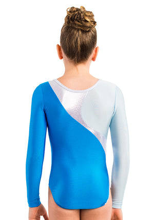 Ervy Nara Long Sleeved Leotard (Azure and Silver)