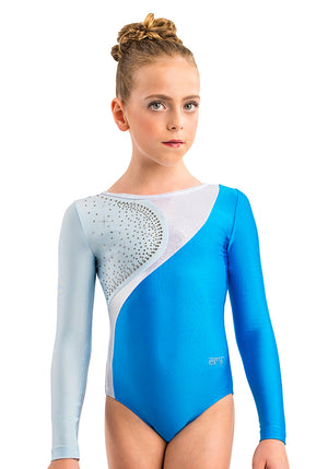 Ervy Nara Long Sleeved Leotard (Azure and Silver)