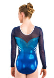 Ervy Tenoba Long Sleeved Leotard (Caribbean Blue, Marine Blue, Ink and Silver)