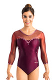 Ervy Tenoba 3/4 Sleeved Leotard (Dark Amethyst, Bordeaux and Altrosa)