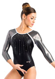 Ervy Hanya 3/4 Sleeved Leotard (Black, Graphite and White)