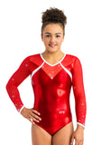 Ervy Nigue Long Sleeved Leotard (Light Red and White)