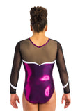 Ervy Aziza Long Sleeved Leotard (Aubergine, Black and White)