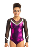 Ervy Aziza Long Sleeved Leotard (Aubergine, Black and White)