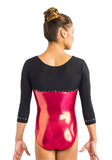 Ervy Athea 3/4 Sleeved Leotard (Black and Lipstick Pink)