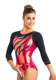 Ervy Athea 3/4 Sleeved Leotard (Black and Lipstick Pink)